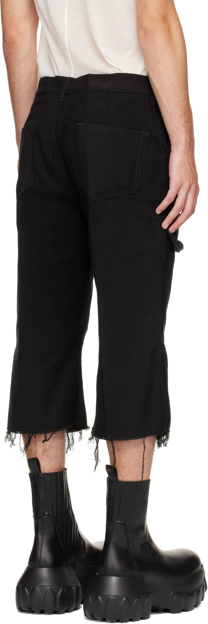 Rick Owens Black Tower Bolan Cutoff Cargo Pants