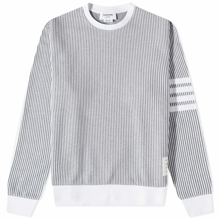 Photo: Thom Browne Men's Engineered Stripe Crew Sweat in Light Grey