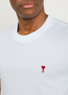Ami Paris Logo-embroidered Cotton T-shirt White