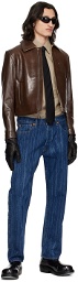 Karmuel Young Brown 2-Way Pocket Leather Jacket