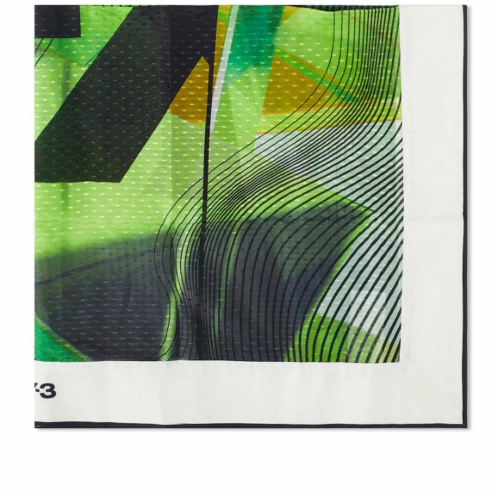 Photo: Y-3 Men's All Over Print Scarf in Acid Yellow/Sonic Ink