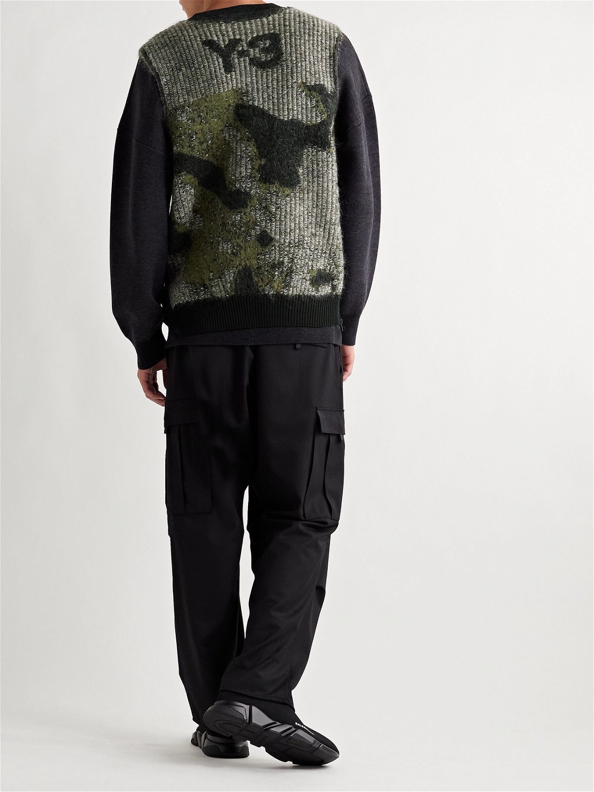 Y-3 - Camouflage Intarsia Textured-Knit Sweater Vest - Green Y-3