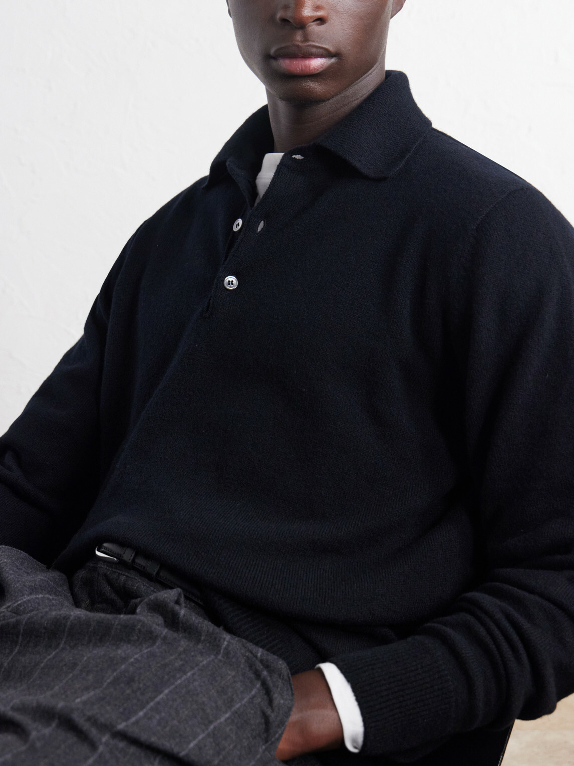 William Lockie - Wool Polo Sweater - Black