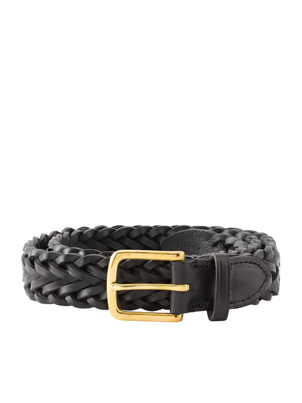 Photo: Drake's - 3.5cm Woven Leather Belt - Black