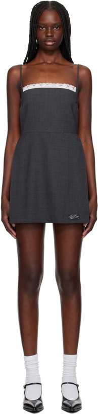 Photo: We11done Gray Lace-Detail Wool Minidress