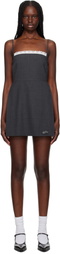 We11done Gray Lace-Detail Wool Minidress