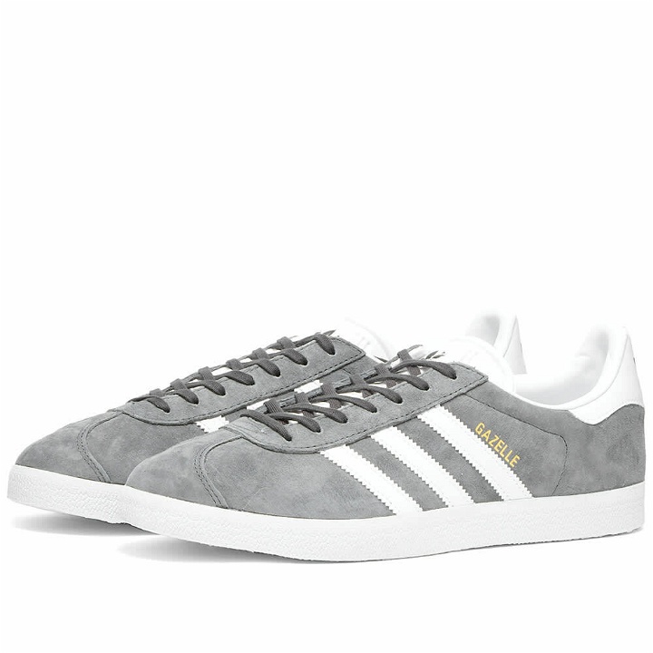 Photo: Adidas Men's Gazelle Sneakers in Solid Grey/White