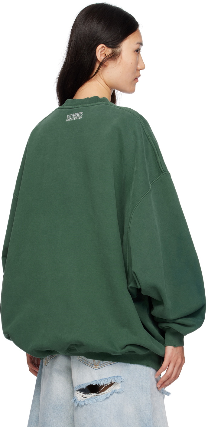 Sweat VETEMENTS Zippé Femme - Bleu Marine Et Vert - Patch Amsterdam - Coton
