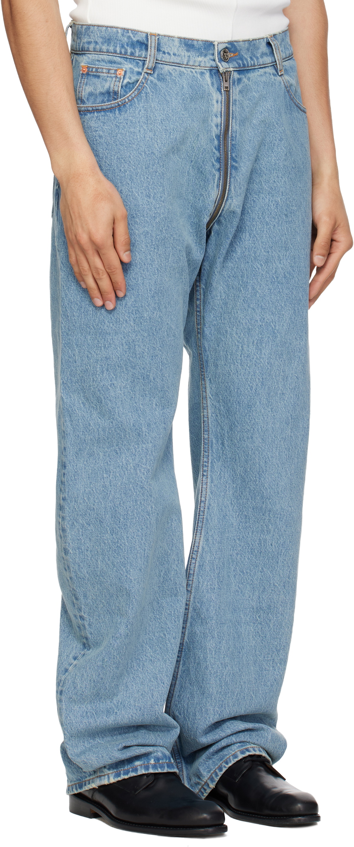 VETEMENTS Blue Allover Zip O-Leg Jeans