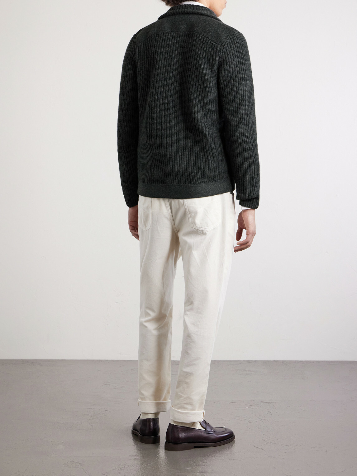 Brunello Cucinelli - Double-Breasted Ribbed Cashmere Cardigan - Gray