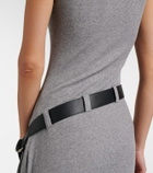 Loewe Belted ribbed-knit draped cotton-blend midi dress