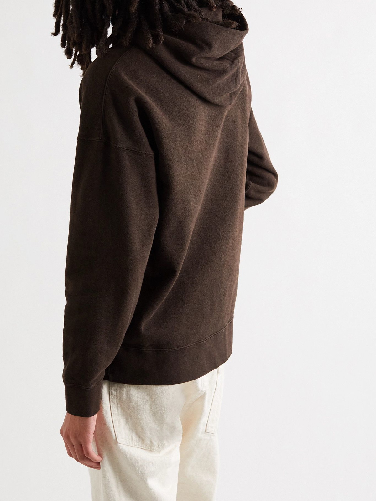 VISVIM - Jumbo Garment-Dyed Loopback Cotton-Jersey Hoodie - Brown