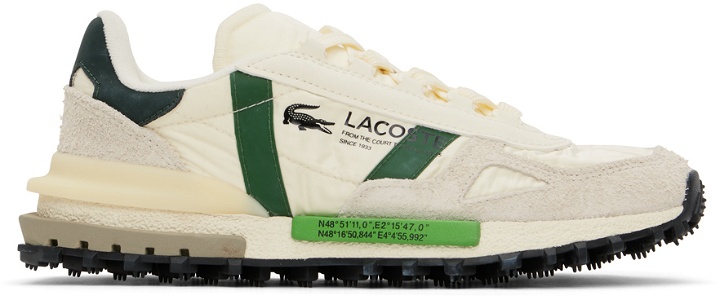 Photo: Lacoste Off-White & Green Elite Active Branded Sneakers