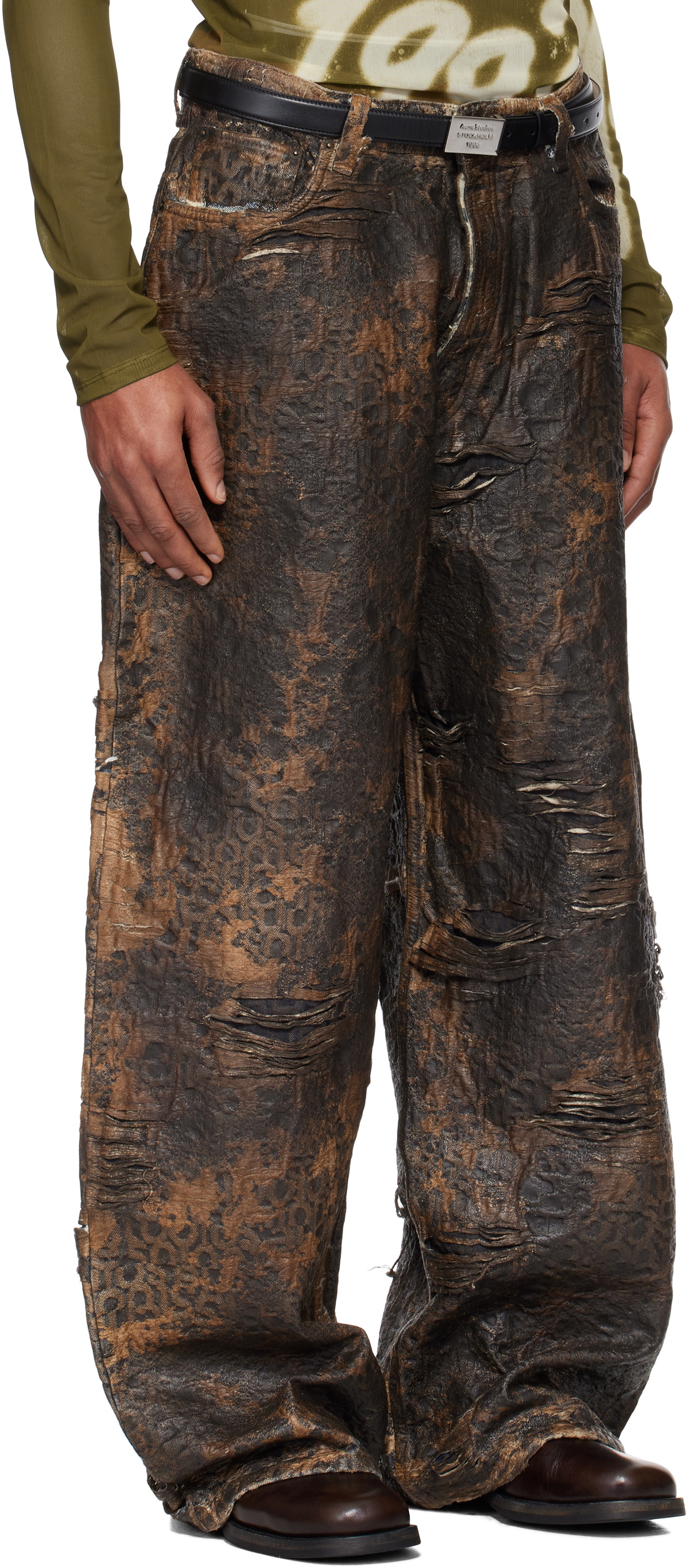 パンツ Acne Studios2023 Super Baggy Brown Waxed Acne Studios Brown Super Baggy Fit 2023 Jeans Acne Studios