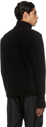 Moncler Grenoble Black Zip Mock Polo Neck Sweatshirt