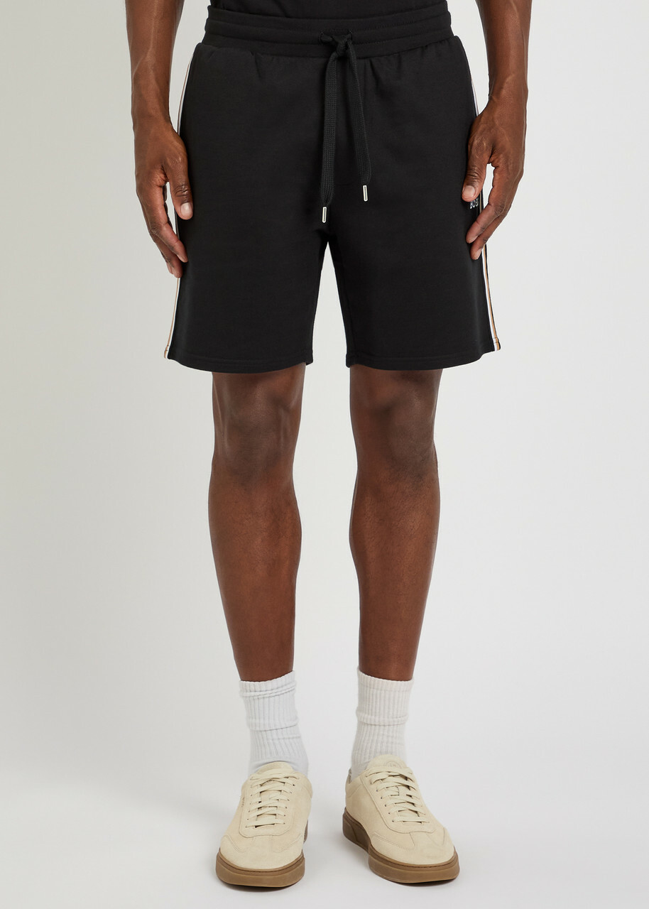 Boss Iconic Logo-embroidered Cotton Shorts Black
