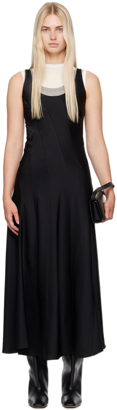 Photo: Jil Sander Black Scoop Neck Midi Dress