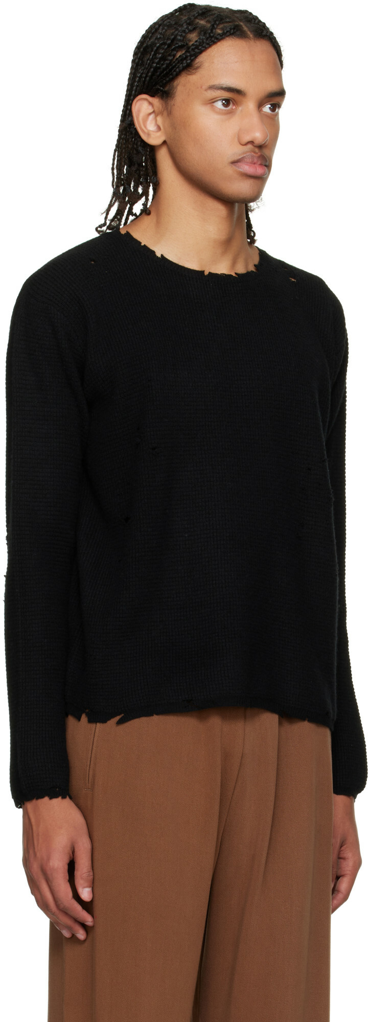 Second/Layer Black Pullover Waffle Knit Friends Sweater