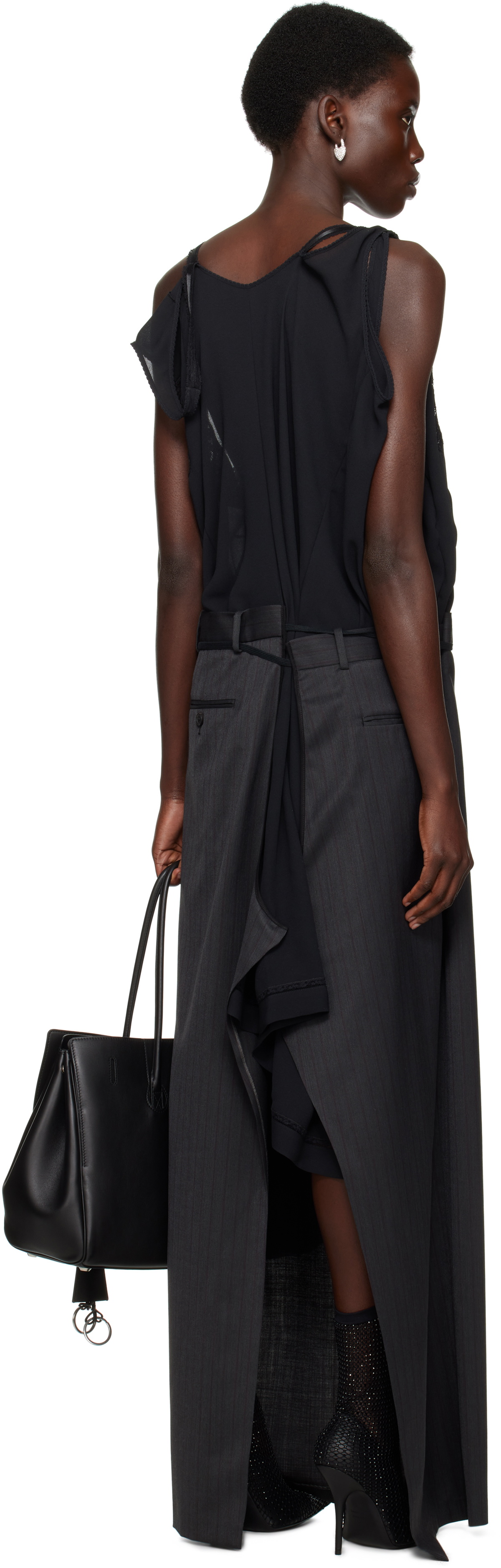 Balenciaga Black Patched Slip Maxi Dress