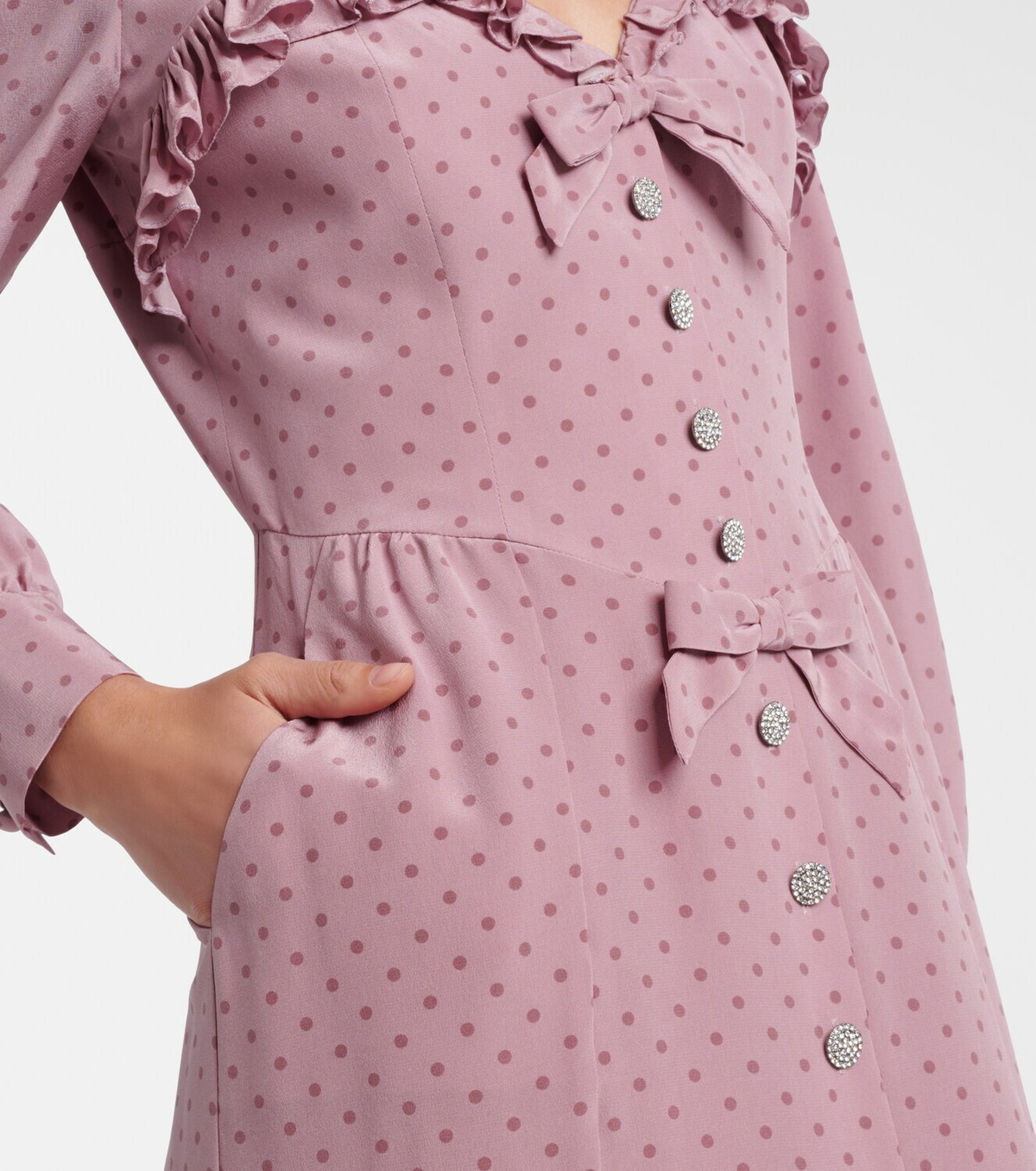 Alessandra Rich Polka-dot ruffled silk midi dress
