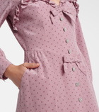 Alessandra Rich Polka-dot ruffled silk midi dress