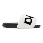 Dolce and Gabbana White and Black Fur Logo Slides
