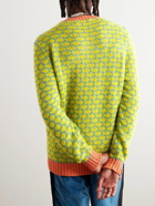 The Elder Statesman - Brick Jacquard-Knit Cashmere Sweater - Green
