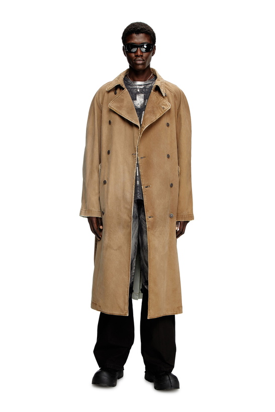 Photo: Diesel Trench coat in overdirt denim - Denim Jackets - Unisex - Brown
