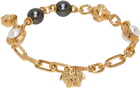 Versace Gold Medusa Faux Pearl Bracelet