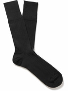 Mr P. - Ribbed Stretch Cotton-Blend Socks