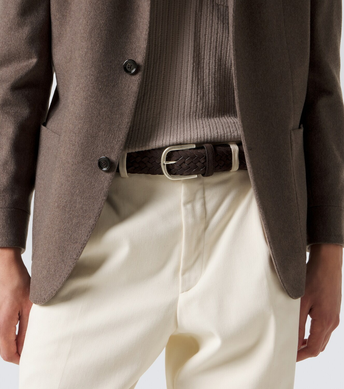 Canali Braided suede belt