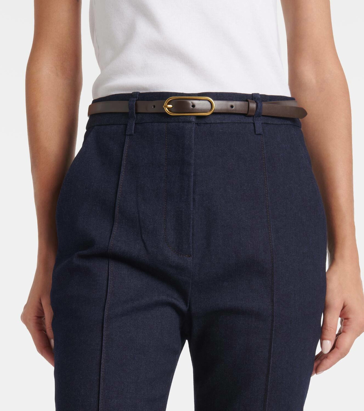Veronica Beard Gracie belted high-rise bootcut jeans