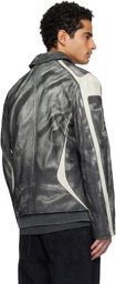 Diesel Black & Off-White L-Amar-Enbi Leather Jacket