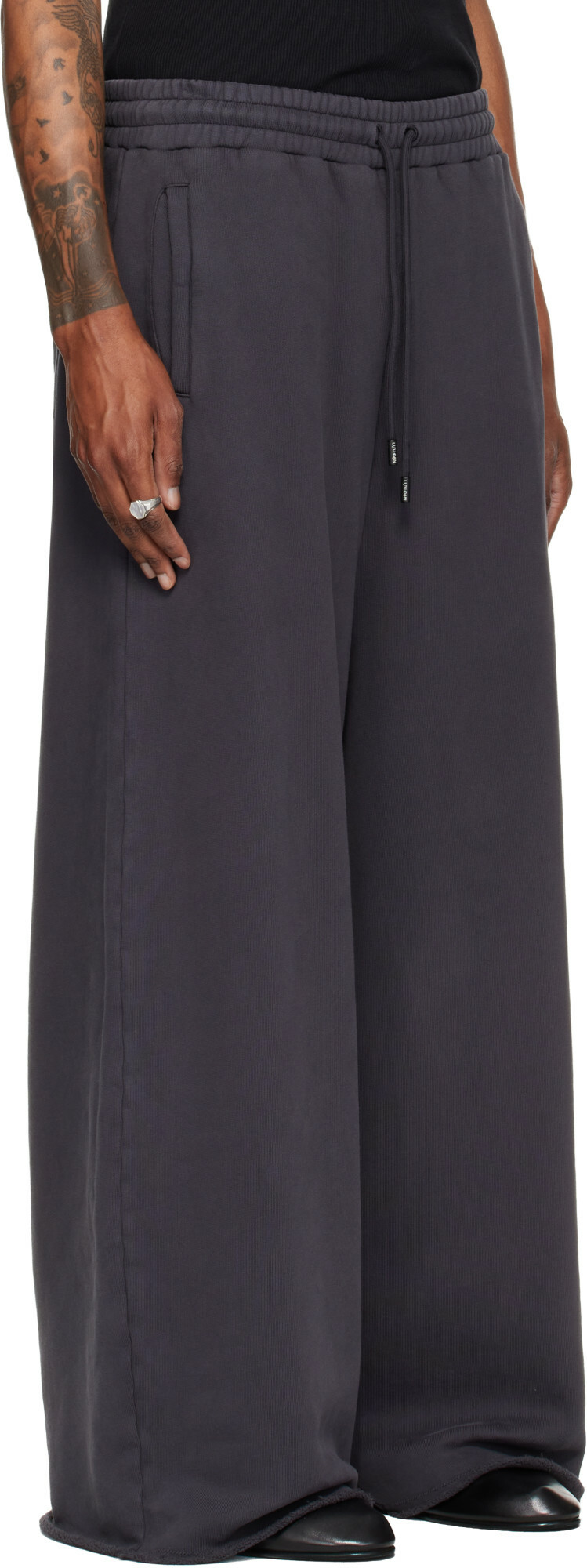 LU'U DAN Gray Raw-Cut Bontan Sweatpants
