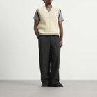 AMI Paris Men's V Neck Sleeveless Sweater in Blanc Creme