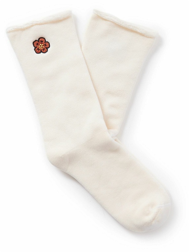 Photo: KENZO - Embroidered Cotton-Blend Socks - Neutrals