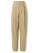 SAINT LAURENT - Tapered Pleated Grain de Poudre Wool Trousers - Neutrals