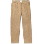 Folk - Signal Tapered Pleated Cotton-Corduroy Trousers - Beige