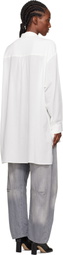 Y's White O-Design Collar Big Shirt