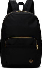 Fred Perry Black Textured Nylon Backpack