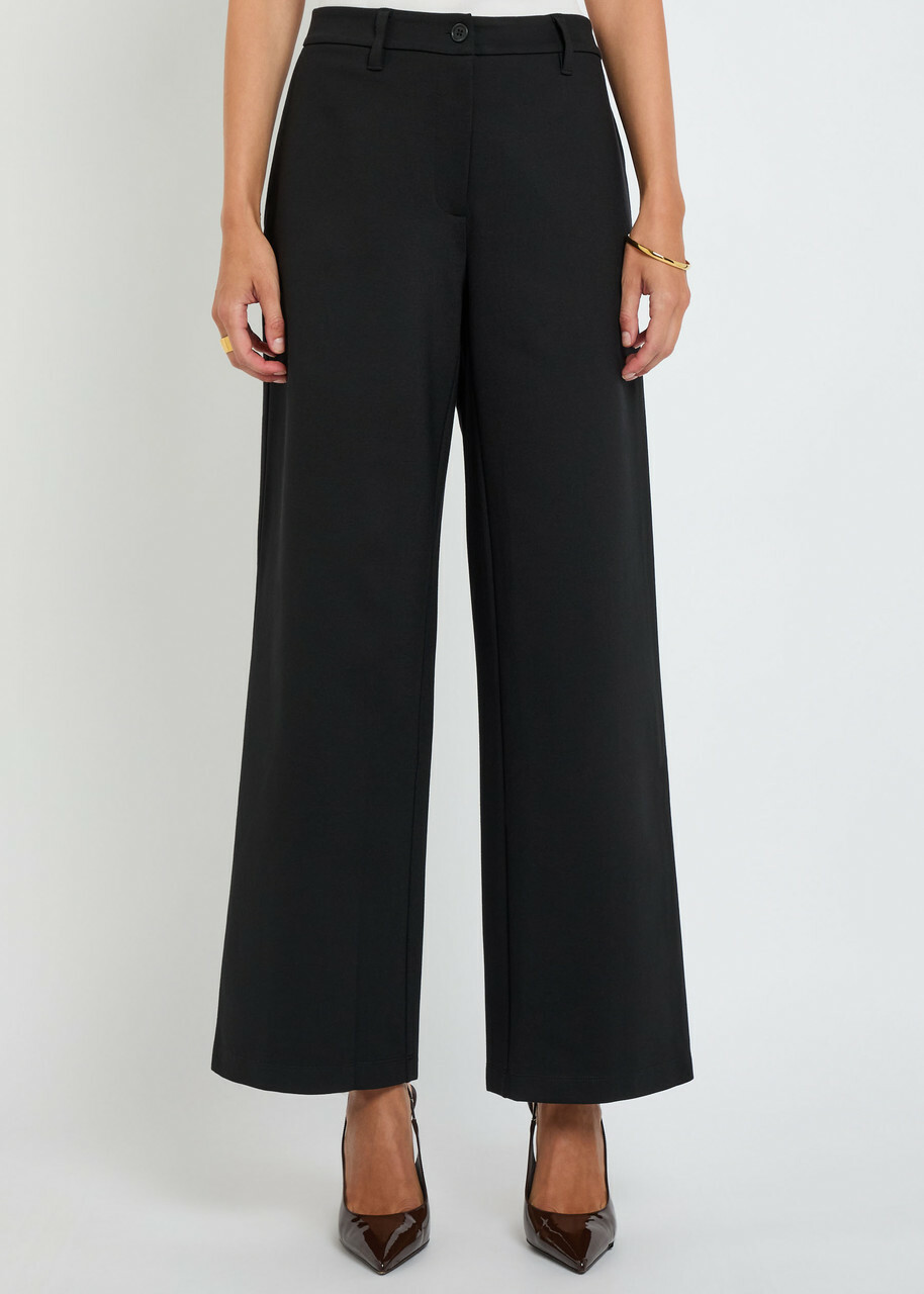 Eileen Fisher Wide-leg Jersey Trousers Black