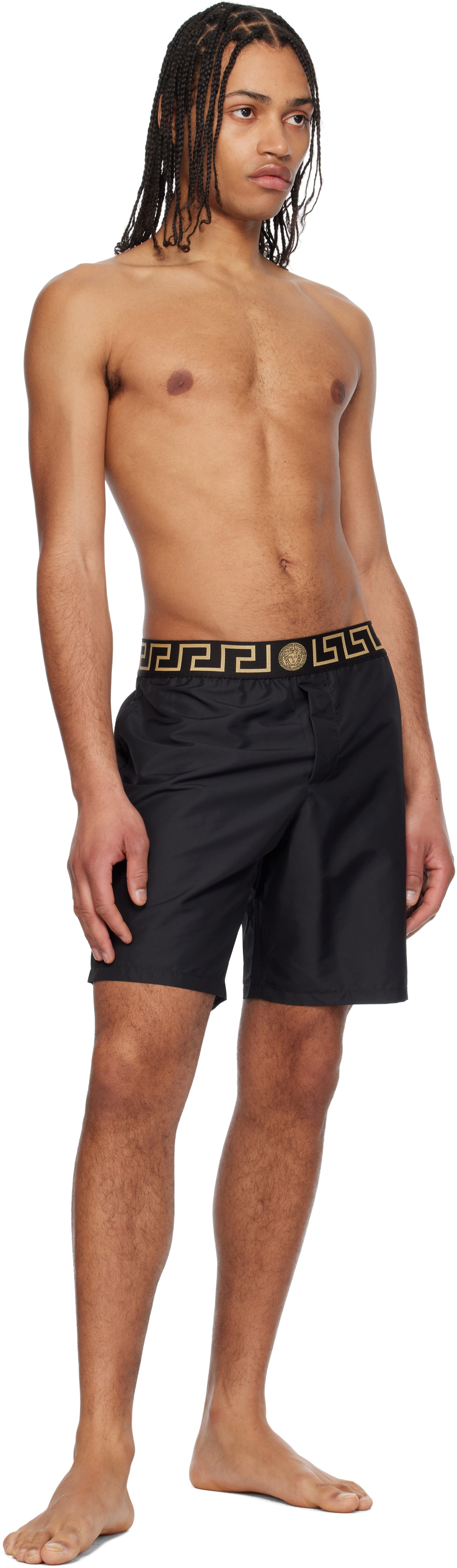 Versace Underwear Black Greca Border Swim Shorts