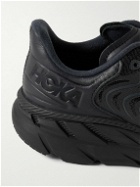 Hoka One One - Clifton LS Rubber-Trimmed Mesh, Leather and Suede Running Sneakers - Black