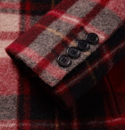 Saint Laurent - Shearling-Trimmed Checked Wool Coat - Men - Red