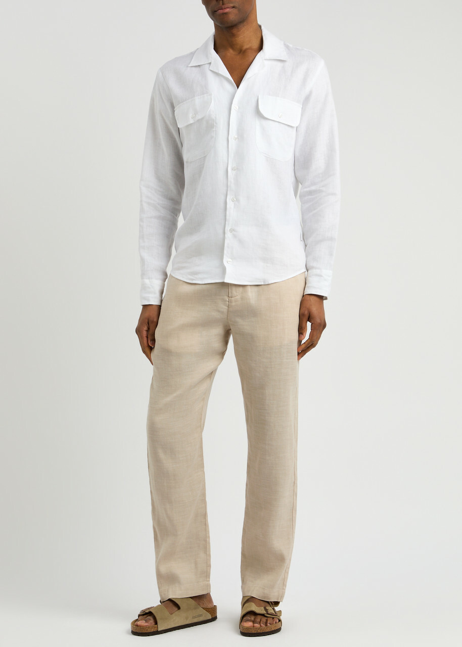 Frescobol carioca Oscar Linen-blend Trousers Beige