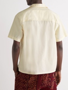 Adish - Camp-Collar Embroidered Garment-Dyed Cotton-Poplin Shirt - Neutrals