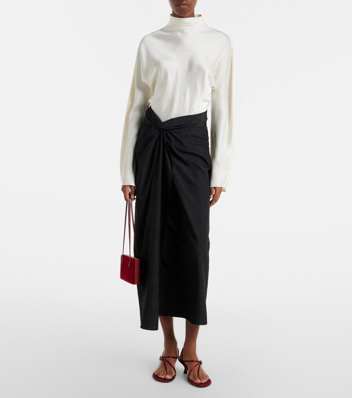 Róhe Gathered midi skirt