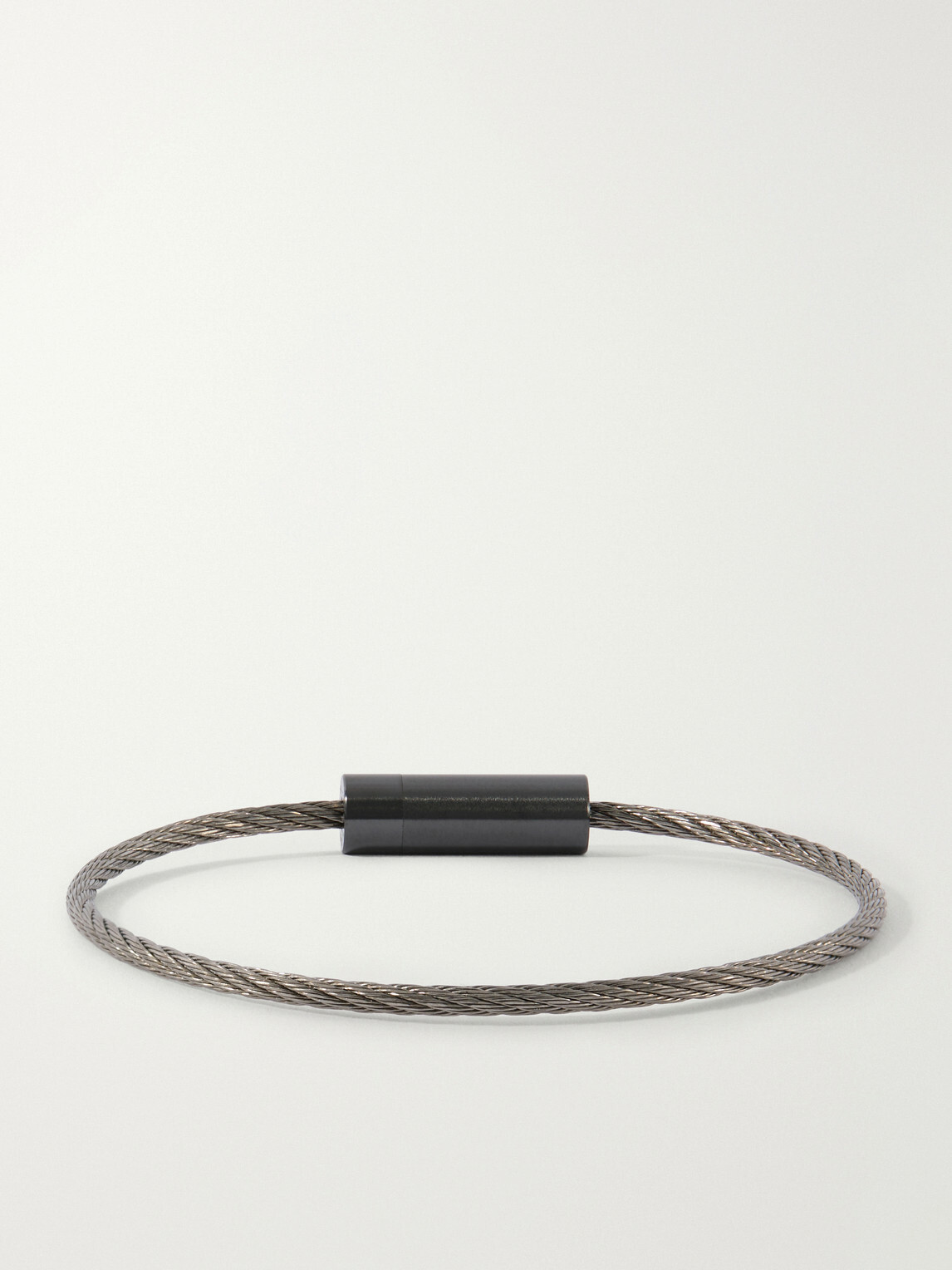 Le Gramme - 7g Brushed Sterling Silver and Ceramic Cable Bracelet - Black