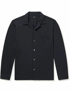 Theory - Noll Camp-Collar Cotton-Blend Shirt - Blue