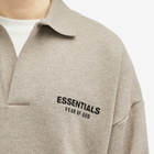 Fear of God ESSENTIALS Men's Core Logo Fleece Polo Sweatshirt in Heather Grey